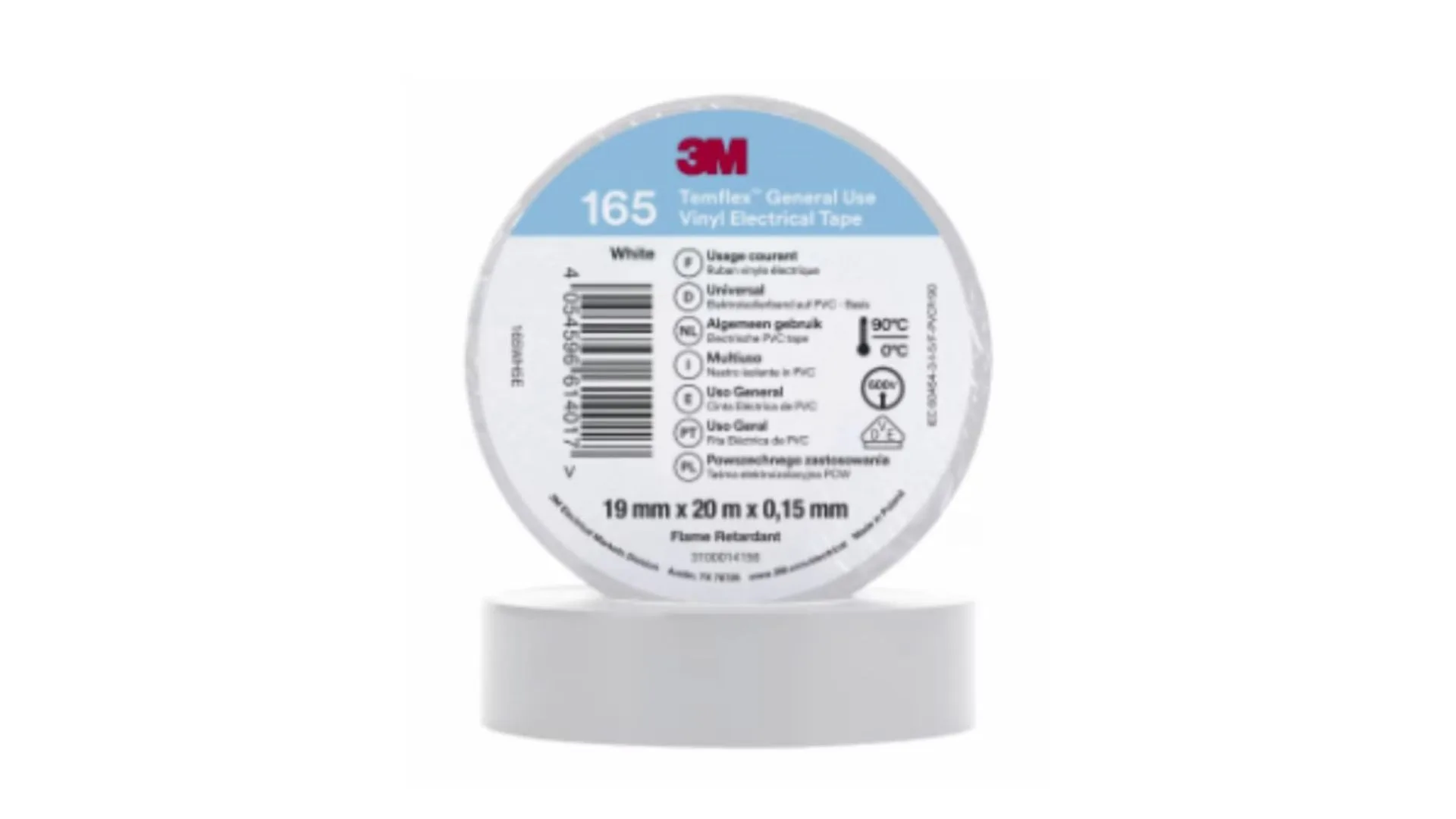 Bande isolante électrique 20m x 19mm Blanc - 3M