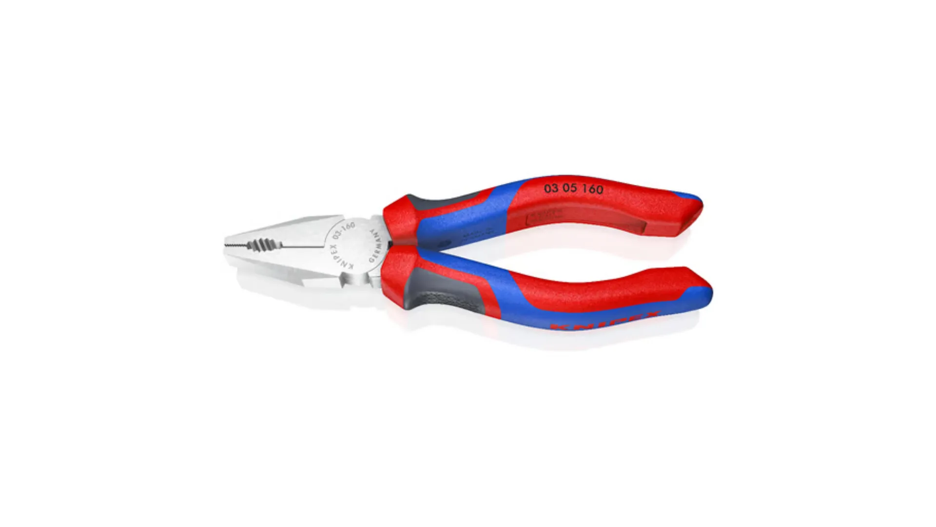 Pince universelle 160mm avec tranchant - Bi-matière - Chromée - Sur carte - KNIPEX