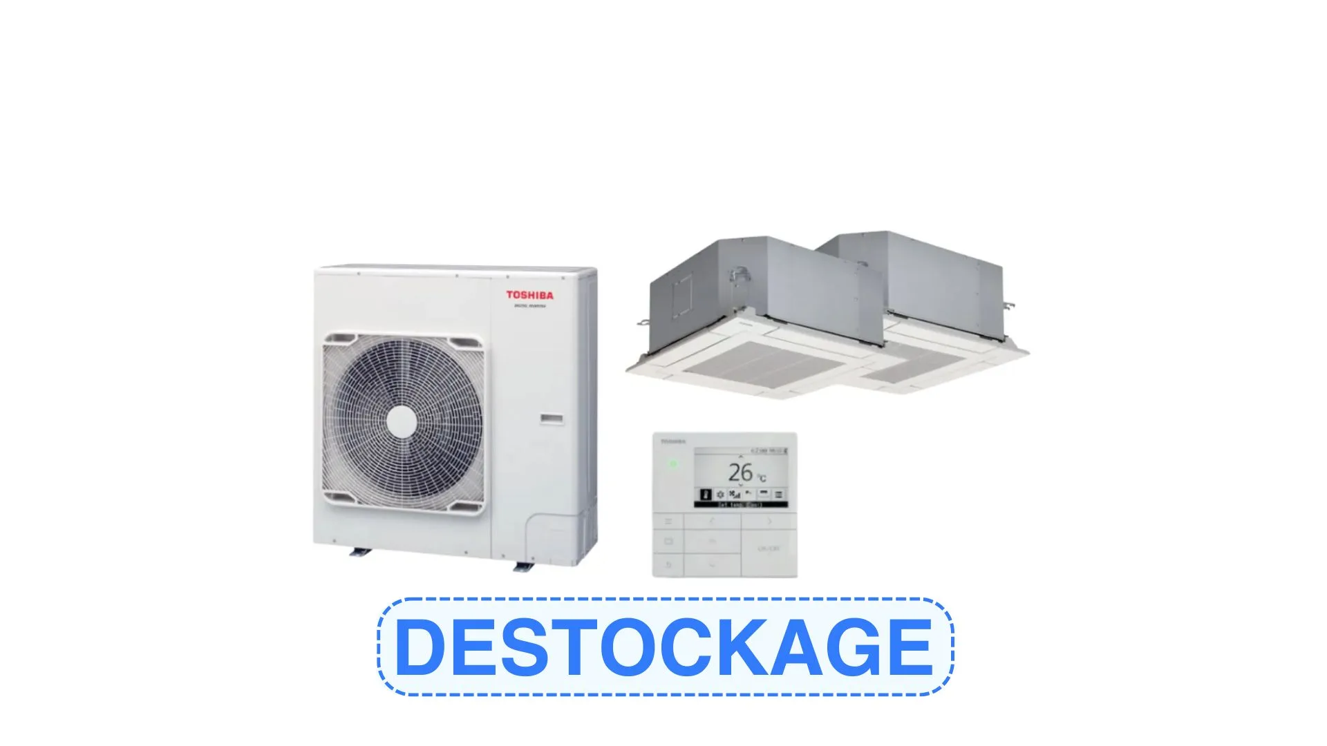 Kit Twin - Triphasé + 2 cassettes compact, sous face et télécommande - TOSHIBA