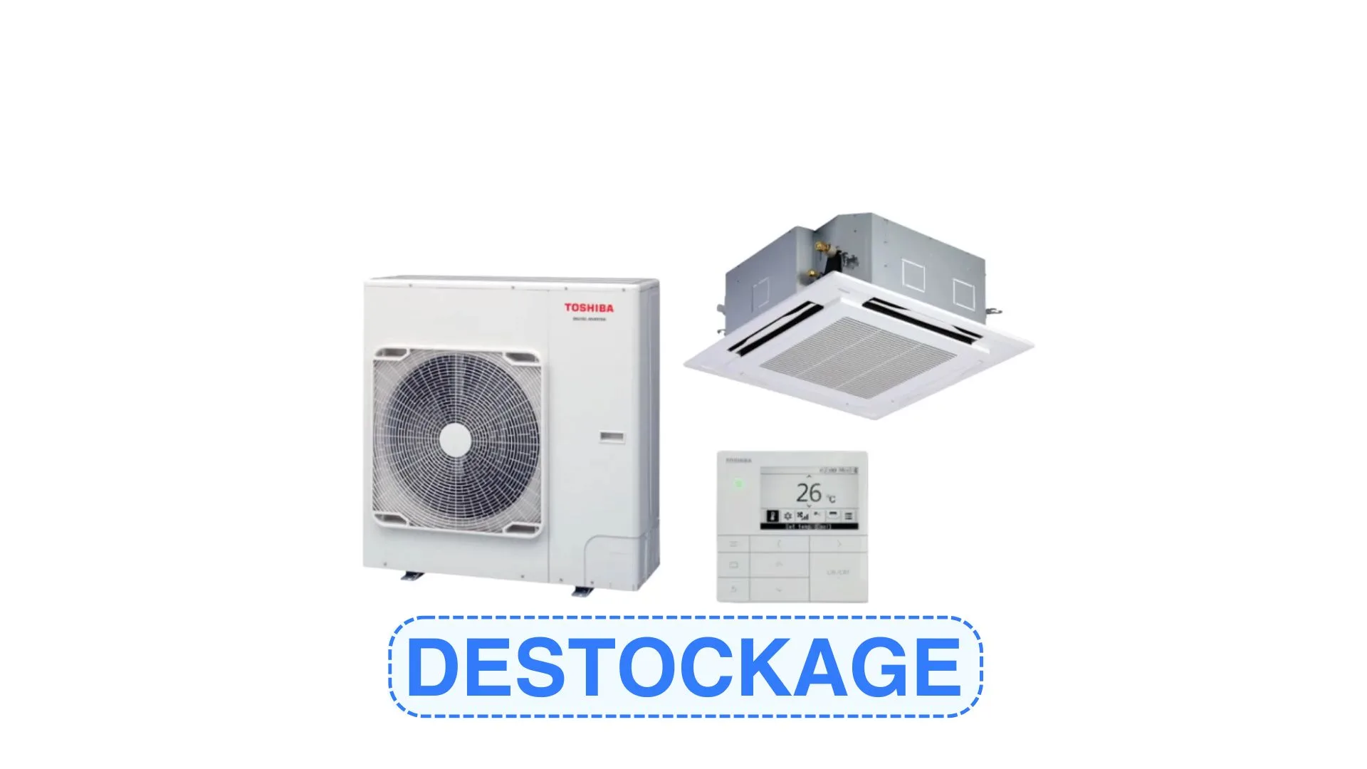 Monosplit - Monophasé + cassette standard, sous face et télécommande - TOSHIBA