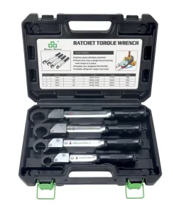 Clé dynamométrique à cliquet coffret complet : 1/4’’, 3/8’’, 1/2’’, 5/8’’
