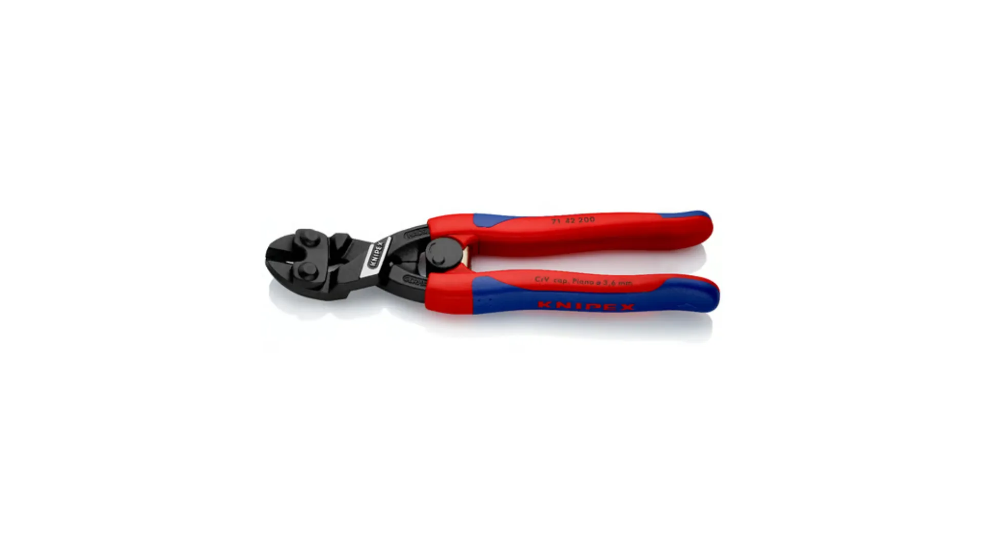Coupe boulons compact Cobolt Evidé - Coudé - Gainage bi-matière - Avec ressort - KNIPEX