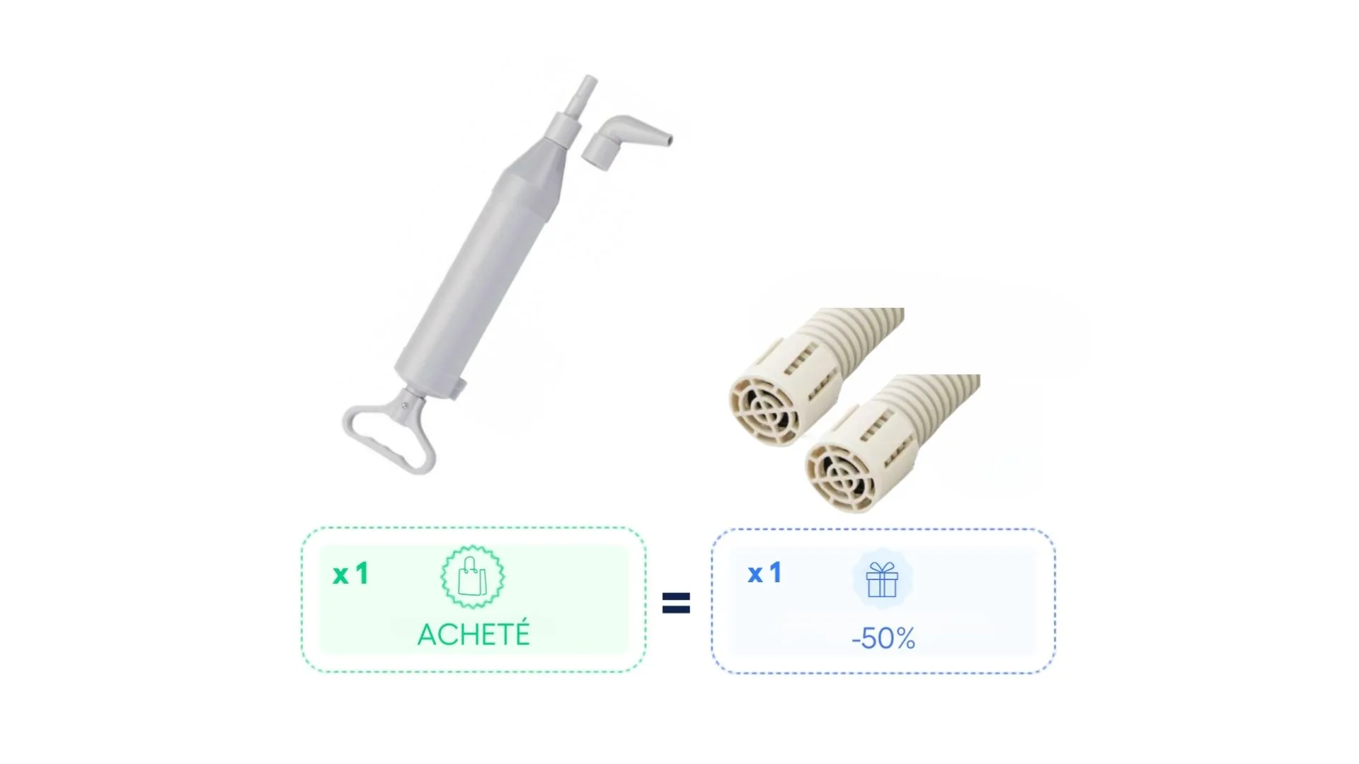 Pack : 1 Pompe manuelle achetée = 1 capuchon à - 50%