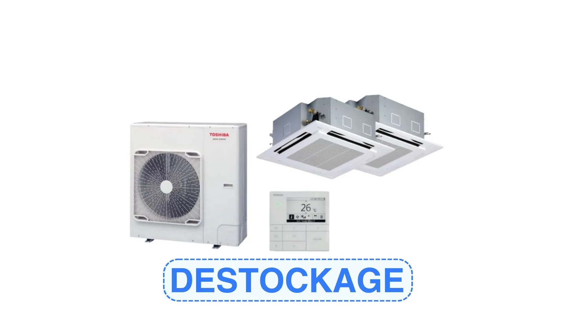 Kit Twin - Monophasé + 2 cassettes standard, sous face et télécommande - TOSHIBA
