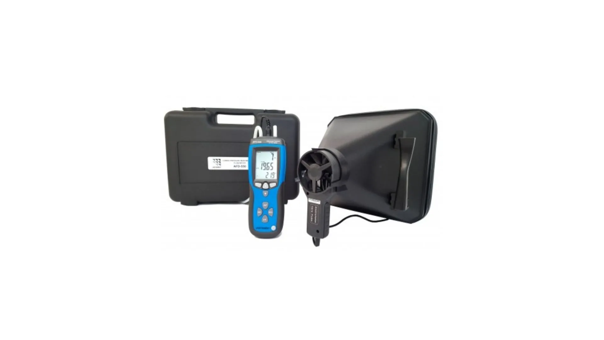 Kit anémomètre à hélice et manomètre + cône de mesure de débit 250 x 250 mm + certificat d'ajustage AFD-550K - LINSTRUMENT