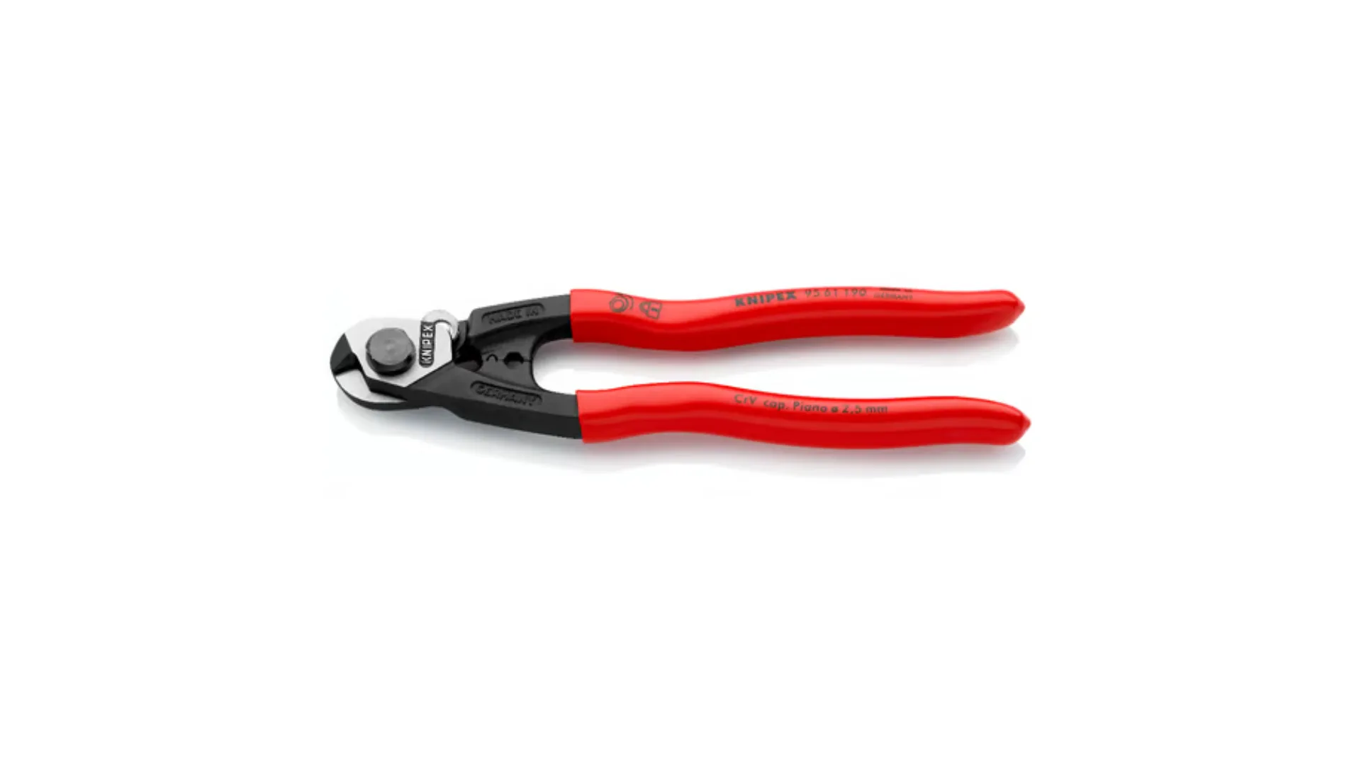 Coupe-câbles acier 190mm - Ø2,5-4-5-7mm - Gainage PVC - KNIPEX