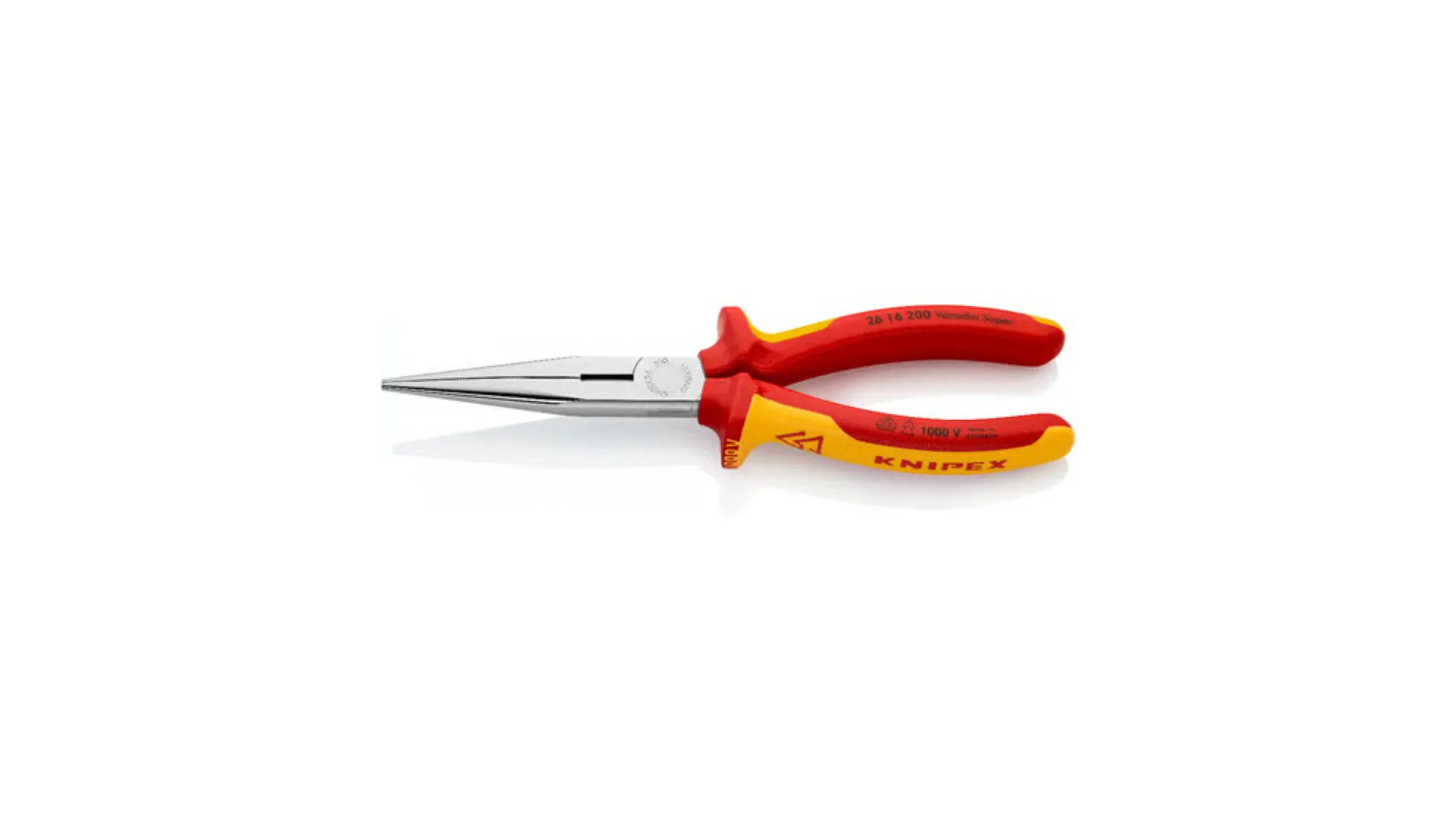 Pince becs demi-ronds 200mm avec tranchant Dureté 61HRC Bi-matière Chromée 1000V - KNIPEX