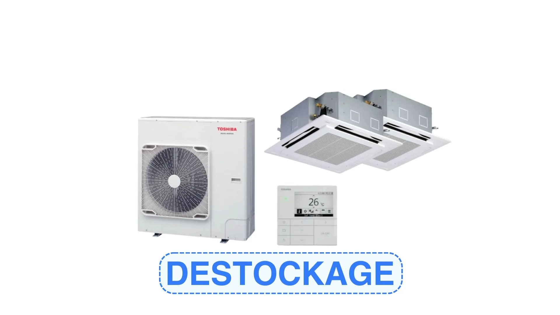 Kit Twin - Triphasé + 2 cassettes standard, sous face et télécommande - TOSHIBA
