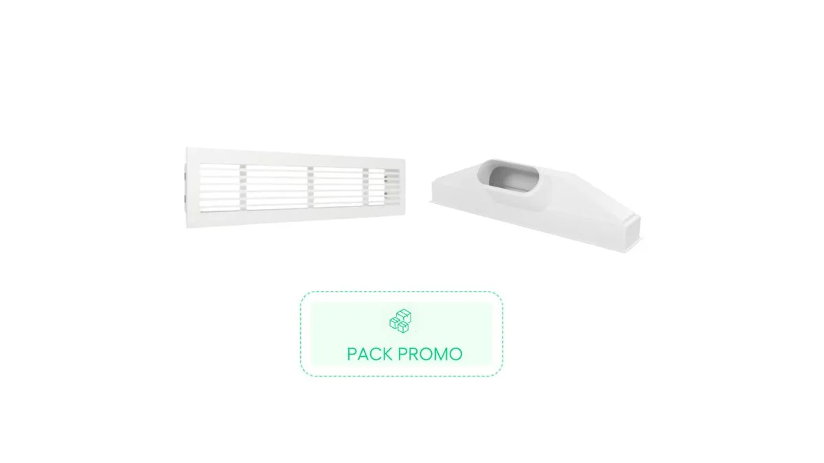 Kit Grille linéaire multi-fentes 535x80 mm - Plenum de soufflage linéaire ABS 535 mm piquage 160mm