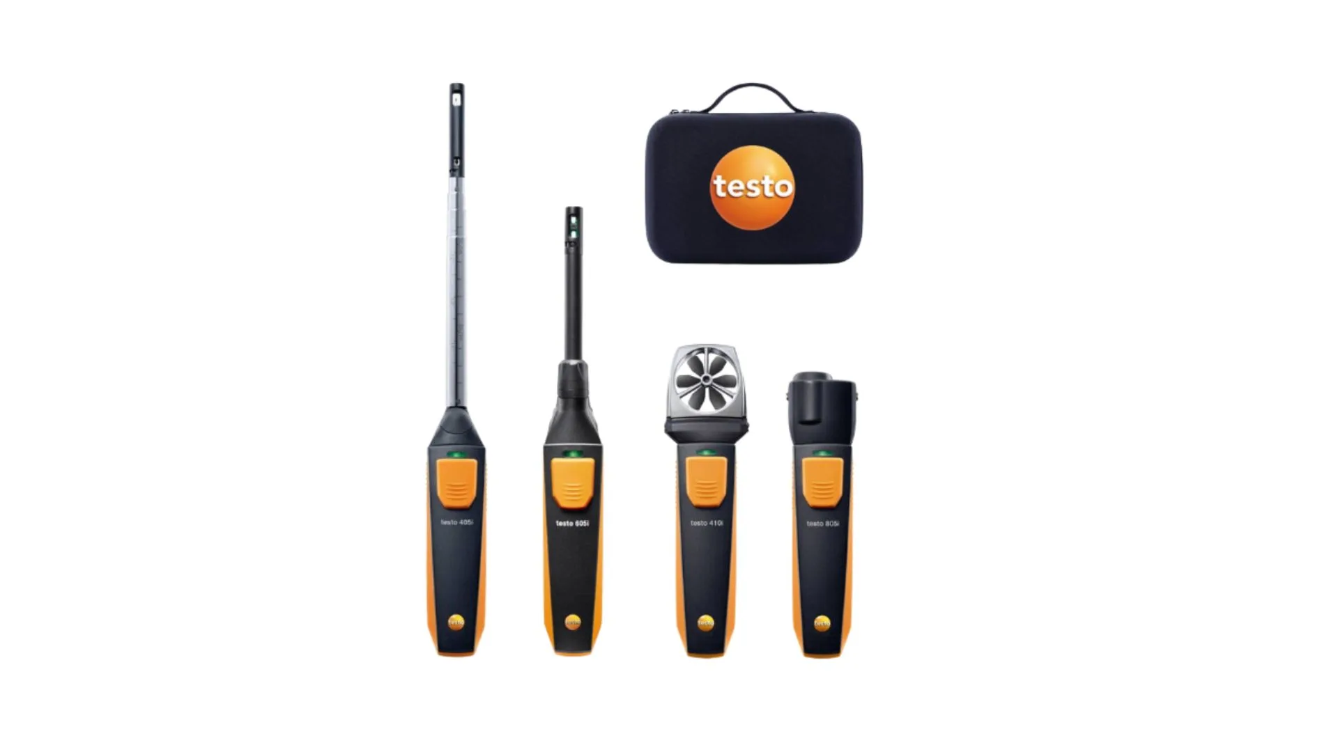 Smart Probes Set climaticien - Thermo- anémomètre, Anémomètre à hélice, Thermo- hygromètre, Thermomètre infrarouge et étui de  transport - TESTO