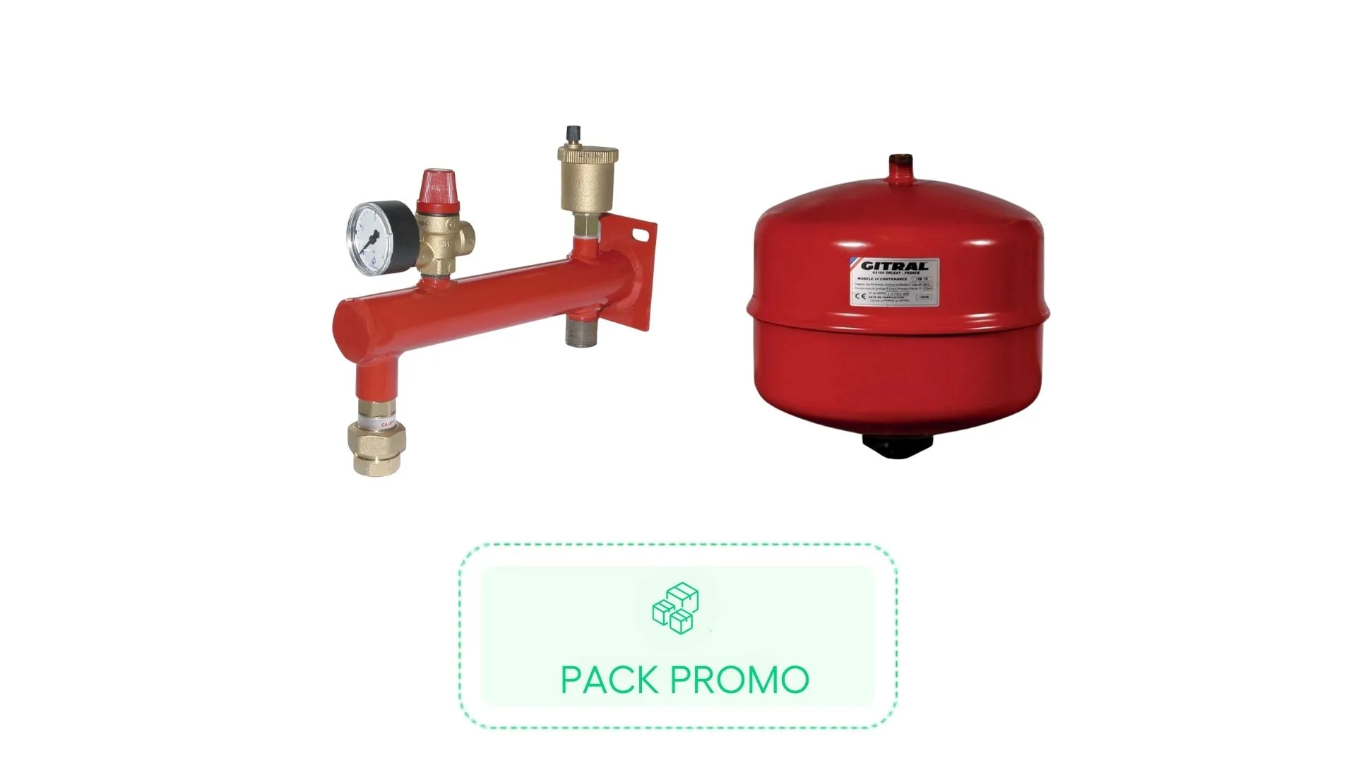Potence murale équipée pour vase d'expansion 4 à 25L + Vase d'expansion fermé 12L