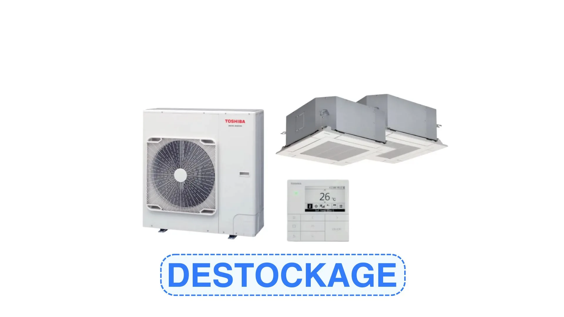 Kit Twin - Monophasé + 2 cassettes compact, sous face et télécommande - TOSHIBA