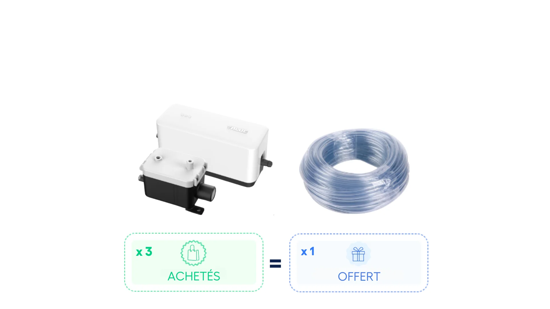Pack : 3 pompes VALUE-S1 = 1 tuyaux d'évacuation de condensat cristal 6x9mm de 50m OFFERT