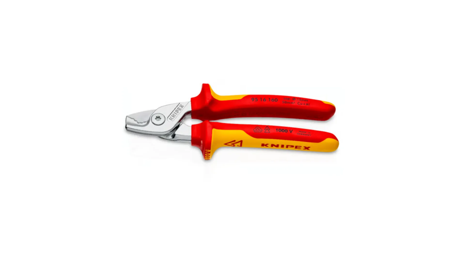 Coupe-câbles StepCut - 160mm - Chromé - Isolé 1000V - Cu/Al Ø15mm/50mm² - KNIPEX