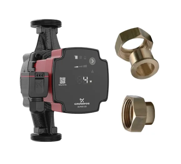 Circulateur de chauffage Grundfos ALPHA1 GO 25-40 180 + raccord union Fonte G 1" 1/2-1" F