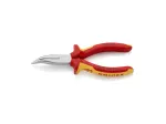 Pince becs demi-ronds 200mm coudés 40° avec tranchant Bi-matière Chromée 1000V - KNIPEX
