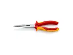 Pince becs demi-ronds 200mm avec tranchant Dureté 61HRC Bi-matière Chromée 1000V - KNIPEX