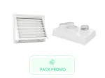 Kit grille de reprise avec porte filtre et charnière 625x400mm- Blanc + Plénum de reprise ABS 625x400 - 2 piquages Ø 250 & 1 piquage Ø 20