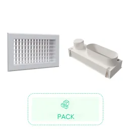 Kit Grille de soufflage double déflection aluminium blanc mate 400 x 150 mm + Plénum en ABS pour grille de soufflage de 400 x150 mm - BAILLINDUSTRIE