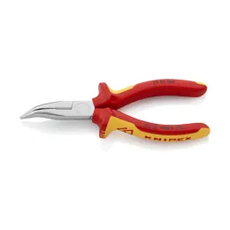 Pince becs demi-ronds 200mm coudés 40° avec tranchant Bi-matière Chromée 1000V - KNIPEX