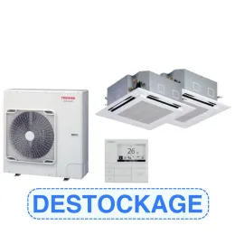 Kit Twin - Monophasé + 2 cassettes standard, sous face et télécommande - TOSHIBA