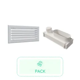 Kit Grille de soufflage lames courbes aluminium blanc 400 x 150 mm + Plénum en ABS pour grille de soufflage de 400 x150 mm - BAILLINDUSTRIE