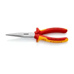 Pince becs demi-ronds 200mm avec tranchant Dureté 61HRC Bi-matière Chromée 1000V - KNIPEX