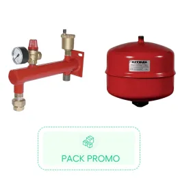 Potence murale équipée pour vase d'expansion 4 à 25L + Vase d'expansion fermé 18L