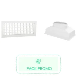 Kit Grille de soufflage double déflexion 400x150mm- Blanc - Plénum de soufflage ABS 400x150 - 1 piquage  Ø200mm