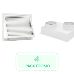 Kit grille de reprise avec porte filtre et charnière 500x400mm- Blanc + Plénum de reprise ABS 500x400 - 2 piquages Ø 200